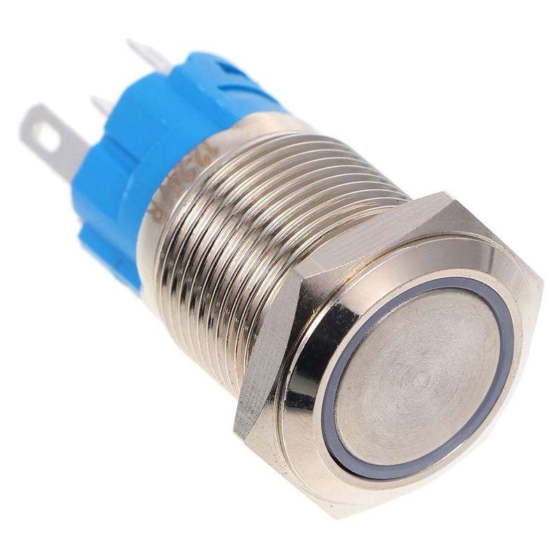 Metal push Button latching with blue light 12v