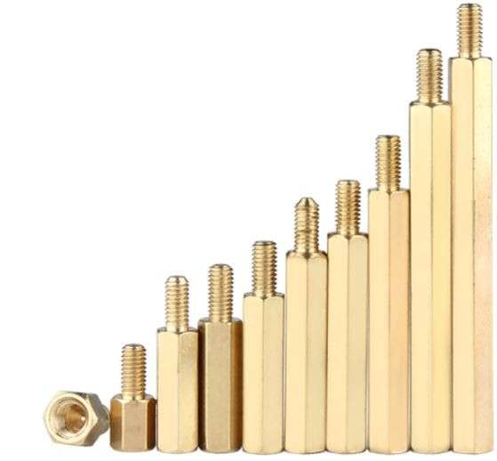 Hex Thread M3 Spacer Male to Female 10mm Brass