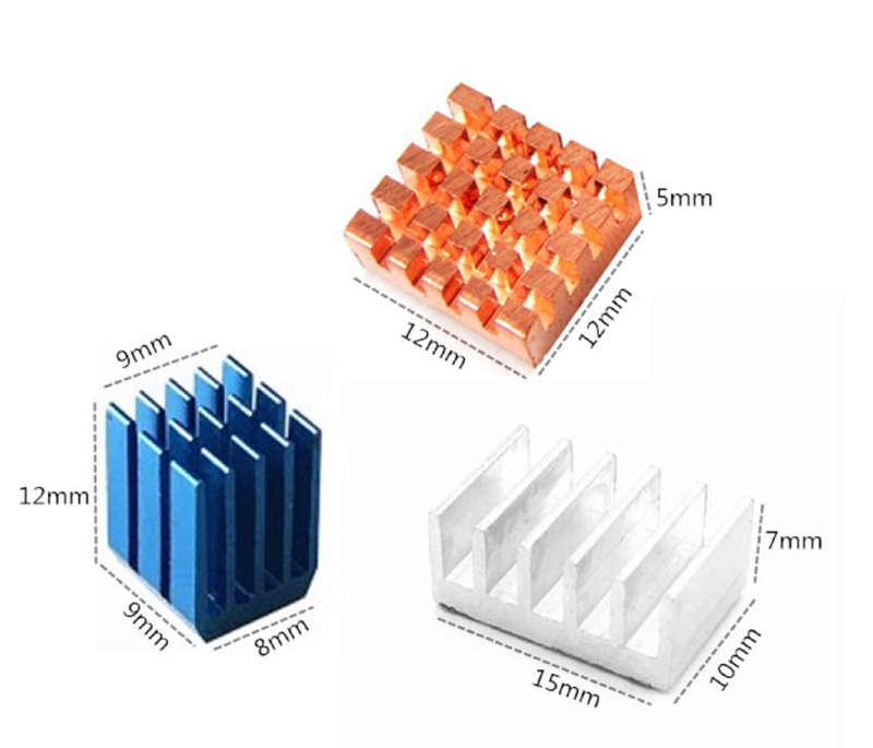 3 Pieces copper heat sink set for Raspberry Pi4