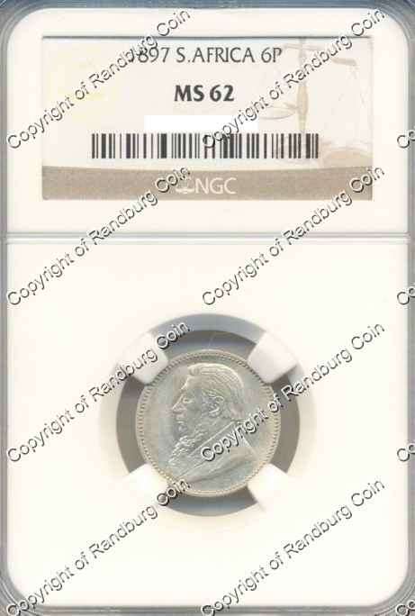 *#* 1897 NGC SLABBED SIXPENCE MS 62  *#*