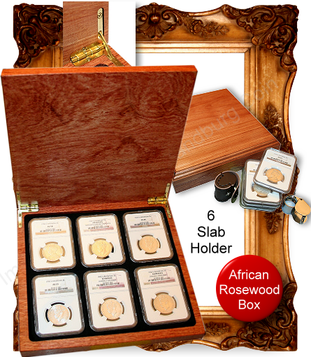 *#* Slabbed Collection - 6 Slabbed Coin Holder - African Rosewood Case *#*