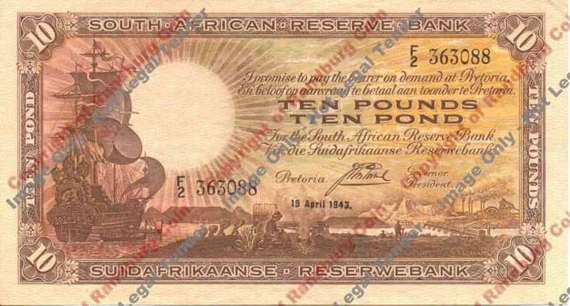 *#* J Postmus 1st issue Ten Pound VF+/EF Eng/Afr *#*