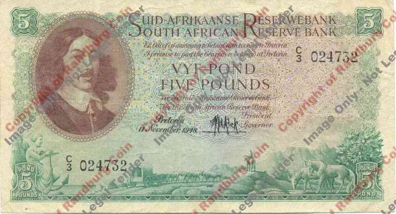 *#* MH DE KOCK - 2nd Issue - Five Pound VF *#*