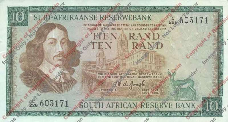 *#* TW de JONGH - 1st Issue - 10 Rand Afr/Eng - EF *#*