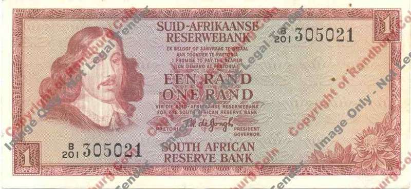 *#* TW de JONGH - 2nd Issue - 1 Rand Afr/Eng - VF+/EF gemclip mark *#*