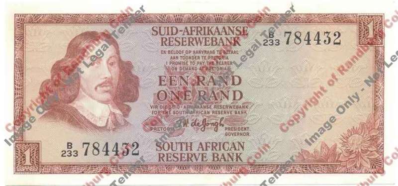 *#* TW de JONGH - 2nd Issue - 1 Rand - VF+/EF - Slight Gemclip mark *#*
