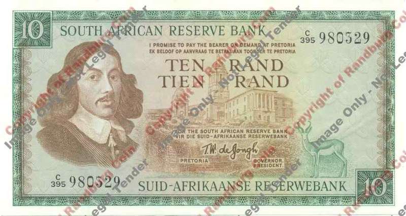 *#* TW de JONGH - 3rd Issue - 10 Rand Eng/Afr  - UNC *#*
