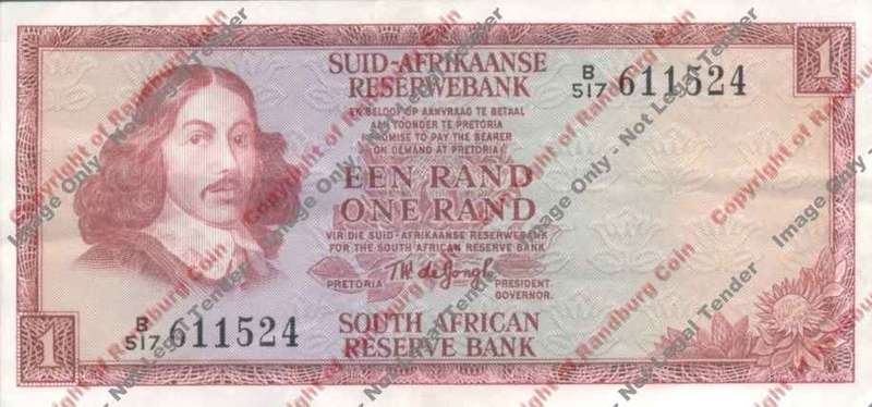 *#* TW de JONGH - 3rd Issue - 1 Rand (Afr/Eng) - VF+ - Dirty marks *#*