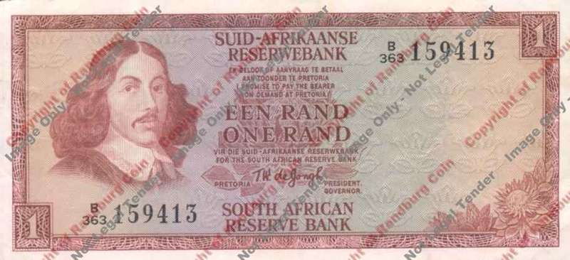 *#* TW de JONGH - 3rd Issue - 1 Rand (Afr/Eng) - VF+ *#*