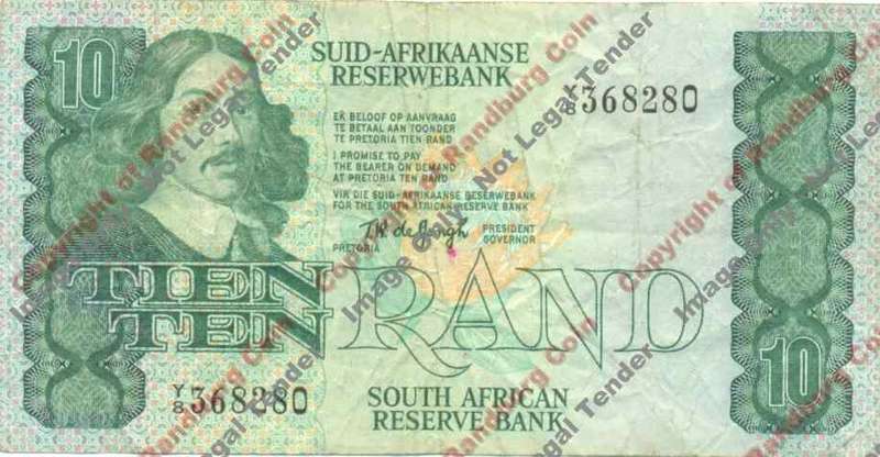 *#* TW de JONGH - 4th Issue - 10 Rand Replacement Note Y8 - F+ *#*