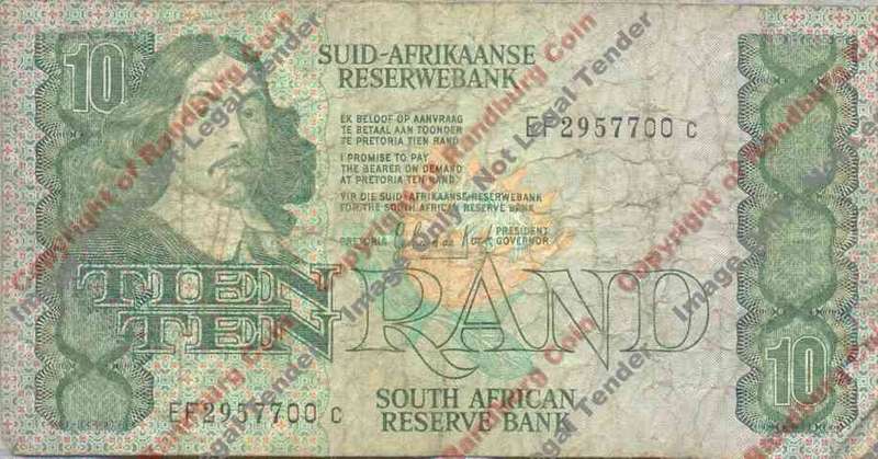 *#* GPC De Kock 3rd Issue - 1985 Ten Rand Note VG+ - Staple hole *#*