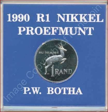 *#* SA Mint 1990 Nickel Proof P.W. Botha R1 Coin *#*