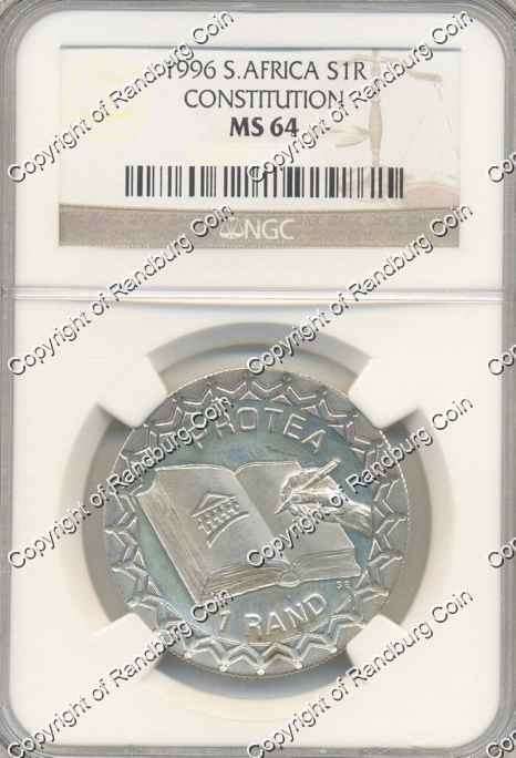 *#* 1996 NGC SLABBED CONSTITUTION R1 SILVER MS 64 *#*