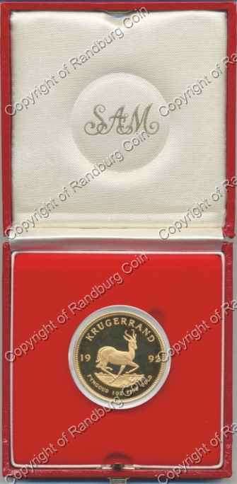 *#* 1992 Proof Gold Kruger Rand One Ounce In S A M Red Box Mintage 1752 *#*