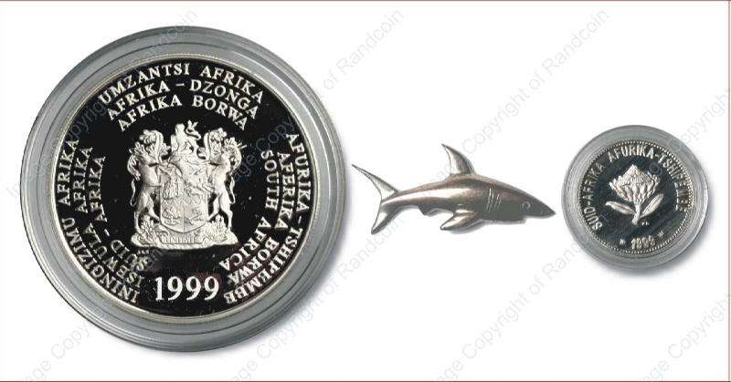 *#* 1999 Silver Combo Set Great White Shark in Wooden Box Mintage 400 *#*