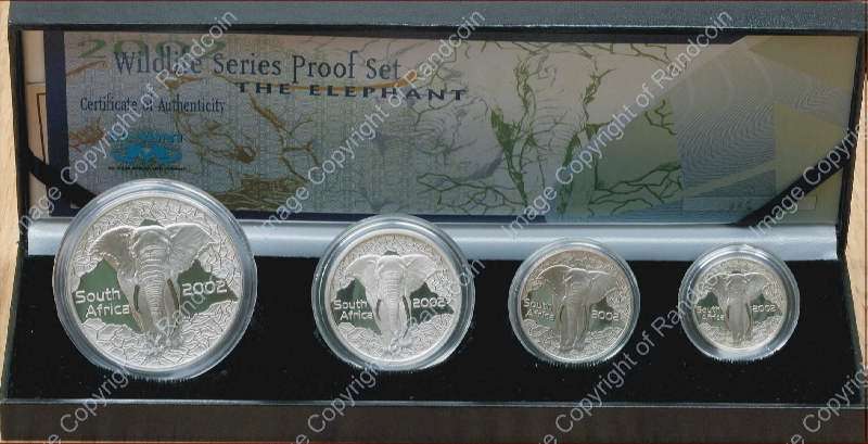 *#* 2002 SA Silver Proof Elephant Set in Velvet Case Mintage 996 *#*