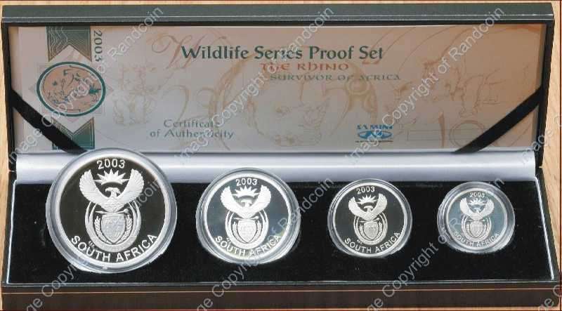 *#* 2003 SA Silver Proof Rhino Set in Velvet Case Mintage 1029 *#*