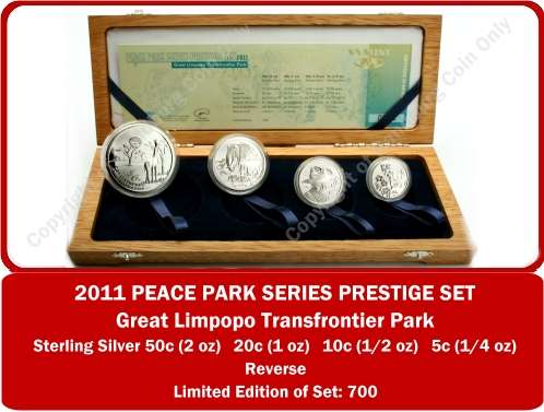 2011 Silver Prestige Great Limpopo Transfrontier X4 Coin Set Limited 700