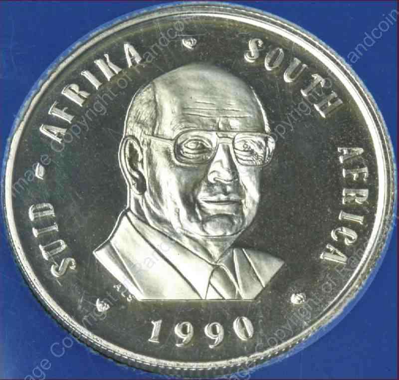###  SA Mint 1990 Nickel Proof R1 Coin P.W.Botha Mintage ###