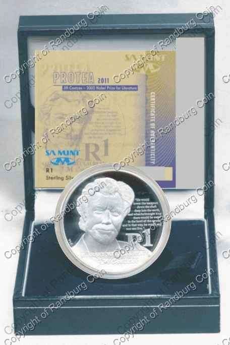 *#* SA Silver R1 Proof 2011 JM Coetzee - Nobel Winner Literature *#*