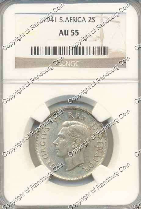 *#* 1941 TWO SHILLING NGC SLABBED AU 55 *#*