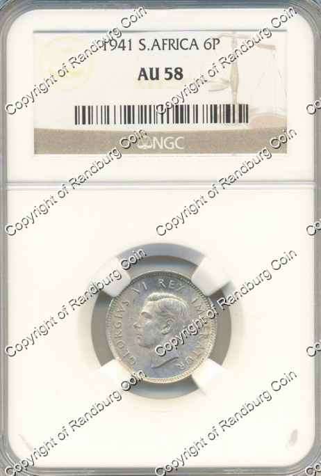 *#* 1941 SIXPENCE NGC SLABBED AU 58 *#*