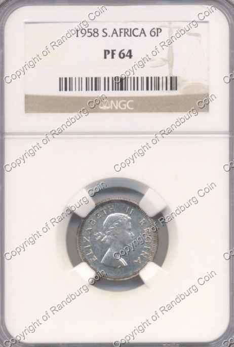 *#* 1958 NGC SIXPENCE SLABBED PF 64 *#*