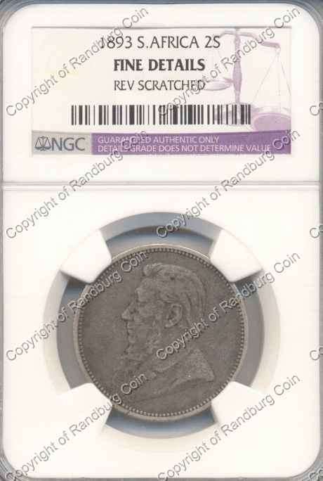 *#* 1893 NGC 2 SHILLING SLABBED F DETAILS Rev Scratched  *#*
