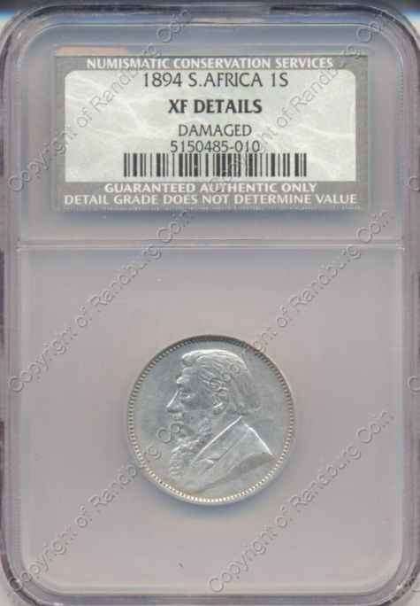 *#* 1894 NCS SHILLING SLABBED DETAILS XF DMGD *#*