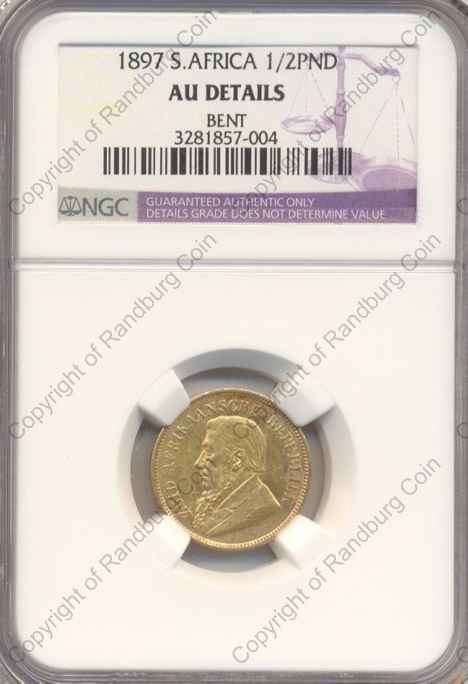 *#* 1897 NGC HALF POND SLABBED AU DETAILS BENT  *#*