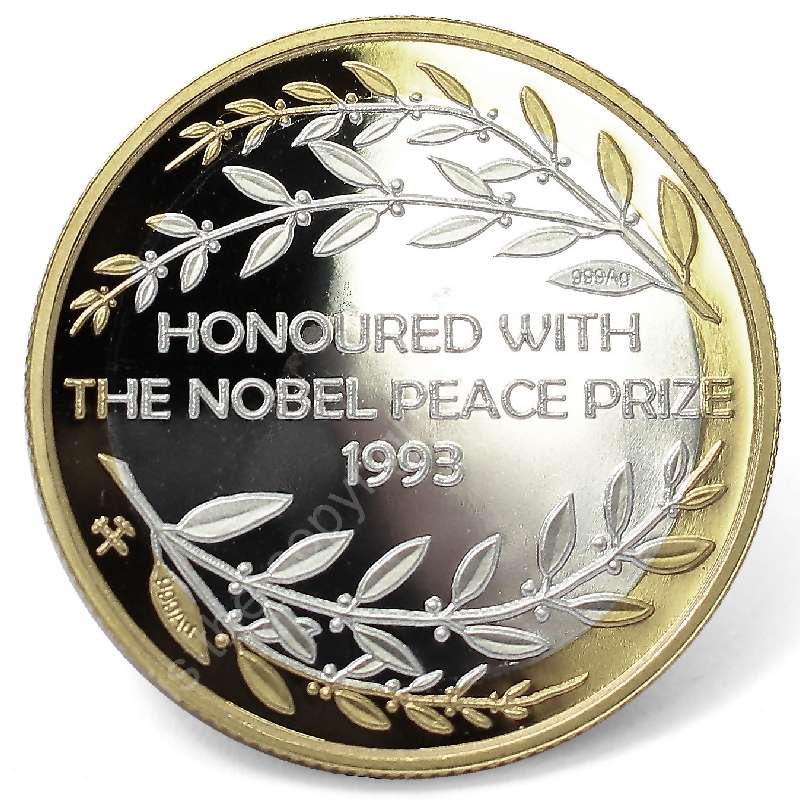 2011 Quarter oz Gold  Silver Bimetallic Mandela 1993 Nobel Peace Laureate Commemorative Medal rev