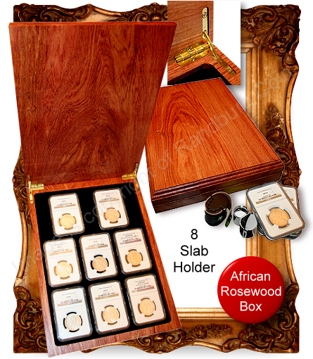 *#* Slabbed Collection - 8 Slabbed Coin Holder - African Rosewood Case *#*
