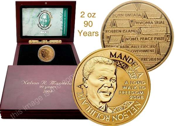 HOT SUMMER SPECIAL!!! - 2008 Mandela Gold 2 oz Nobel Peace Prize Winner 90th Birthday Mint Norway