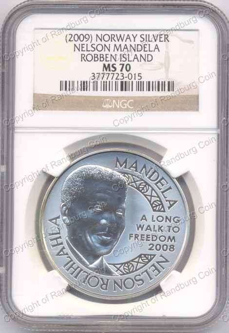 *#* 2009 Mandela Nobel Laureate Silver Commemorative Robben Island MS70 *#*