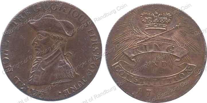 *#* 1794 Great Britain Earl Howe King and Constitution Halfpenny Token *#*