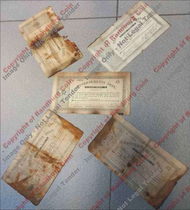 *#*  Gouvernements Noote Pretoria 5 x Een Ponde 28.5.1900 - winning bid gets all 5 notes*#*