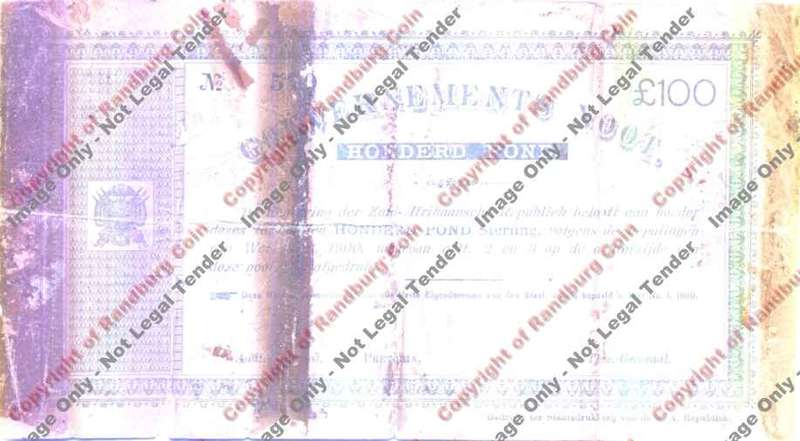 *r#* Gouvernements Noot Pretoria Honderd Pound 1900 no 570-see description *#*