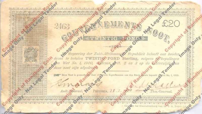 *#* Gouvernements Noot Pretoria Twintig Pond 1900 *#*
