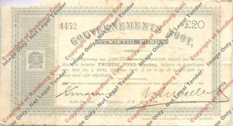 *#* Gouvernements Noot Pretoria Twintig Pond 1900 *#*