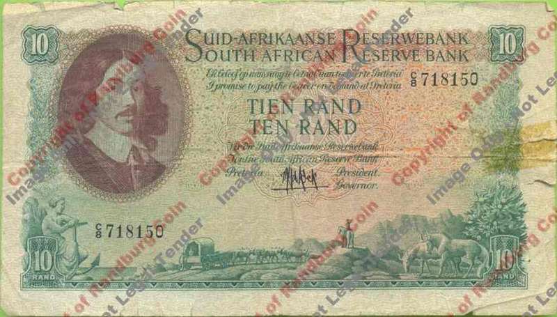 *#* MH DE KOCK - 4th Issue - Ten Rand Afr/Eng - VG - edge tears plus holes *#*