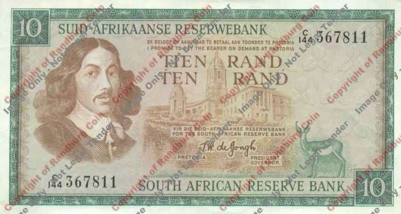 *#* TW de JONGH - 1st Issue - 10 Rand Afr/Eng - EF *#*