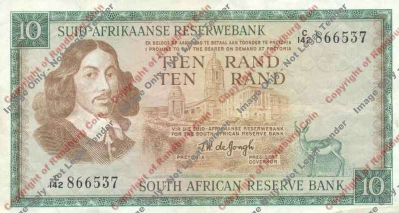 *#* TW de JONGH - 1st Issue - 10 Rand Afr/Eng - VF *#*