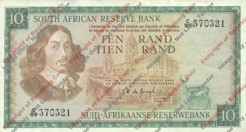 *#* TW de JONGH - 1st Issue - 10 Rand Eng/Afr - VF+ *#*