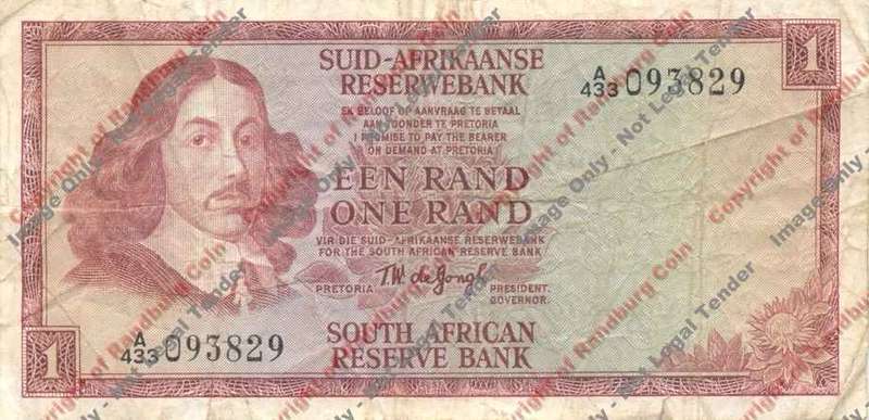 *#* TW de JONGH - 1st Issue 1967- 1 Rand Afr/Eng - F+ *#*