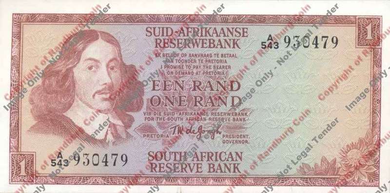 *#* TW de JONGH - 1st Issue - 1967 1 Rand - Afr/Eng - UNC *#*