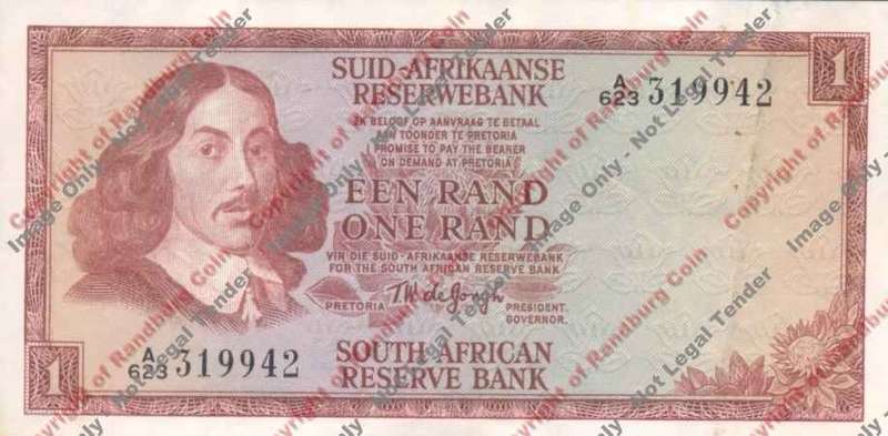 *#* TW de JONGH - 1st Issue - 1 Rand 1967 Afr/Eng - VF+ *#*