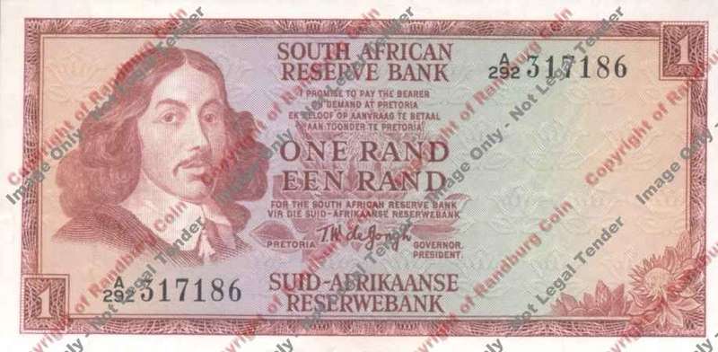 *#* TW de JONGH - 1st Issue 1967 - 1 Rand  Eng/Afr - EF *#*