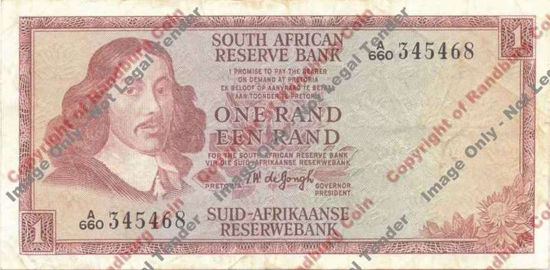 *#* TW de JONGH - 1st Issue - 1 Rand 1972 - Eng/Afr - F+ *#*