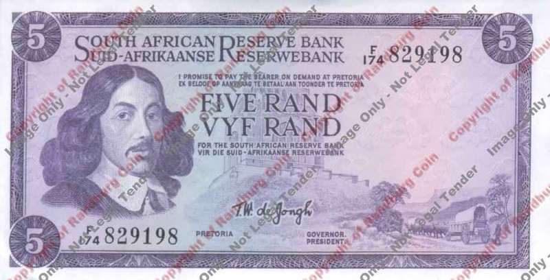 *#* TW de JONGH - 1st Issue - 5 Rand Eng/Afr - AU *#*
