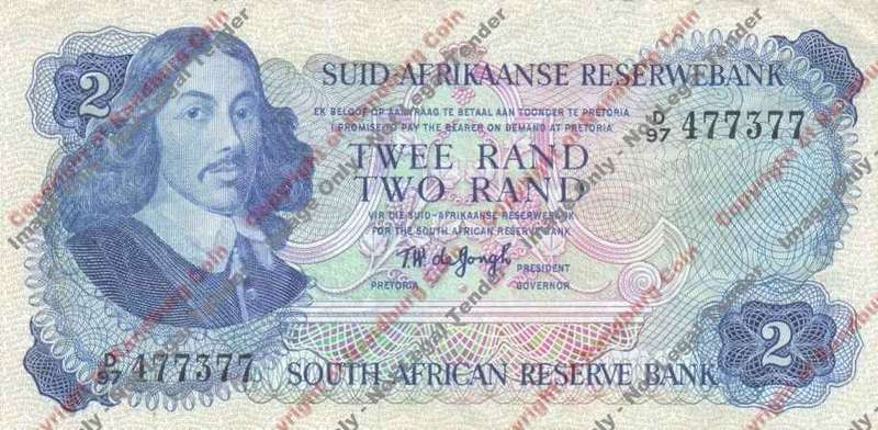 *#* TW de JONGH - 2nd Issue - 2 Rand - VF - staple holes *#*
